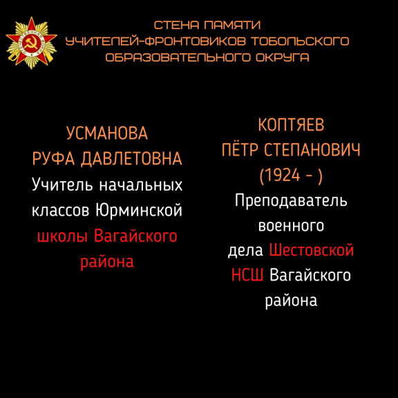 Итоги акции «Стена-памяти учителей-фронтовиков Тобольского образовательного округа»